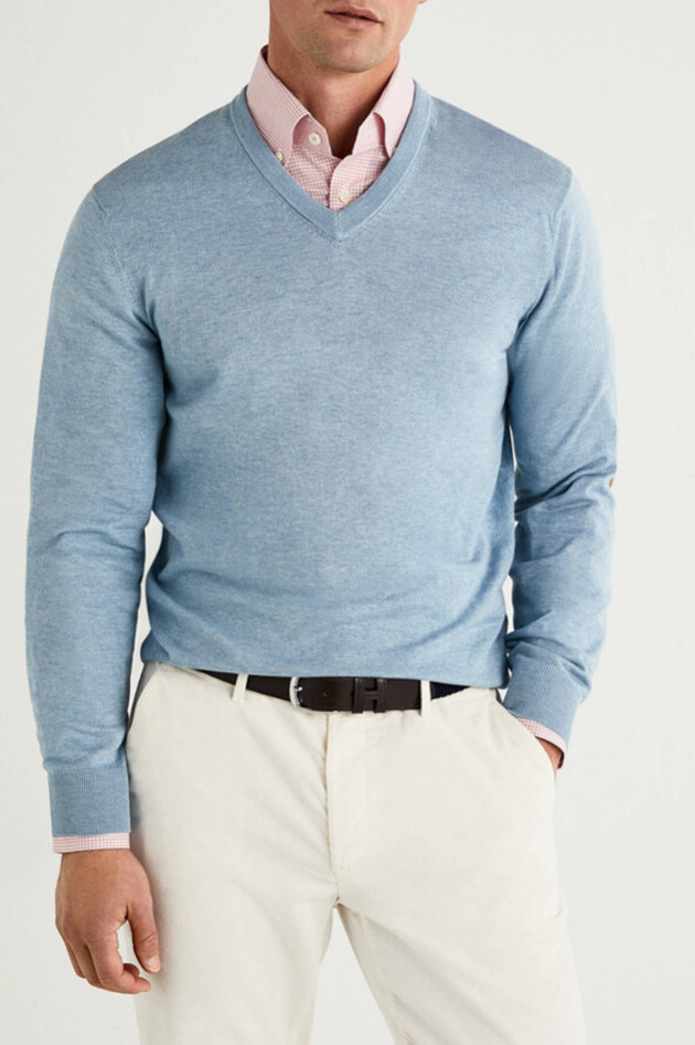 Hackett London Strickpullover mit Kaschmir-Anteil in Hellblau