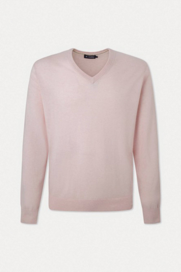 Hackett London Baumwoll-Cashmere Pullover mit Patches in Rosa
