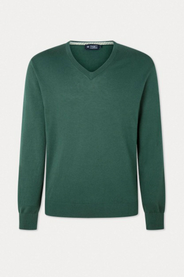 Hackett London Baumwoll-Cashmere Pullover mit Patches in Grün