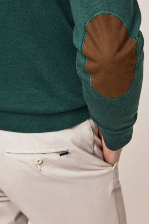 Hackett London Baumwoll-Cashmere Pullover mit Patches in Grün