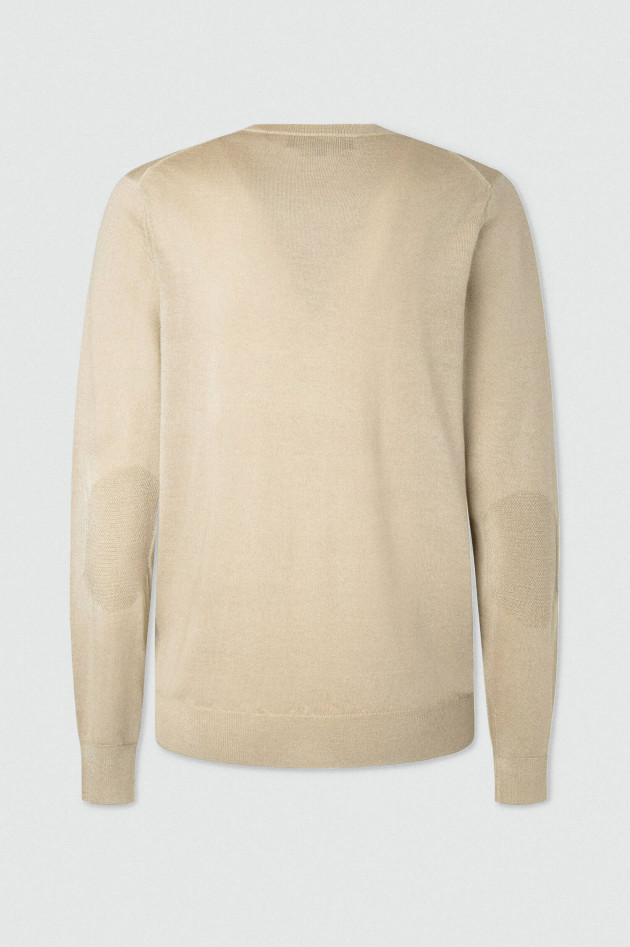 Hackett London V-Pullover aus Merinowolle und Seide in Beige