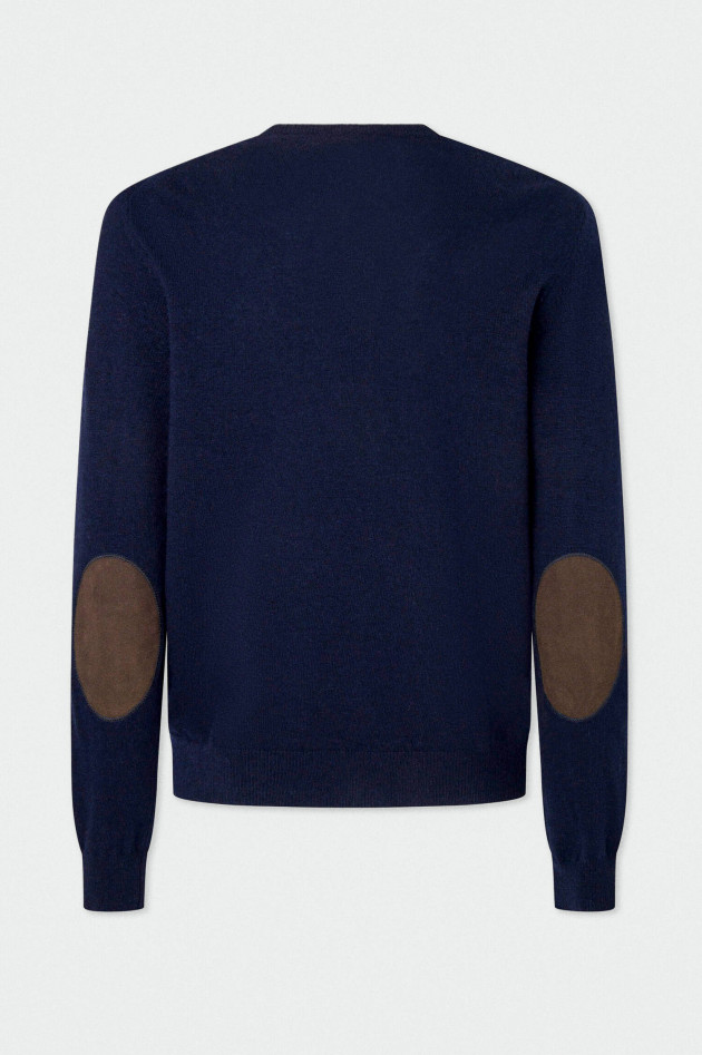 Hackett London Wollmix V-Neck Pullover in Navy