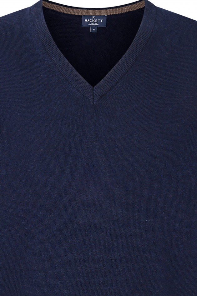 Hackett London Wollmix V-Neck Pullover in Navy