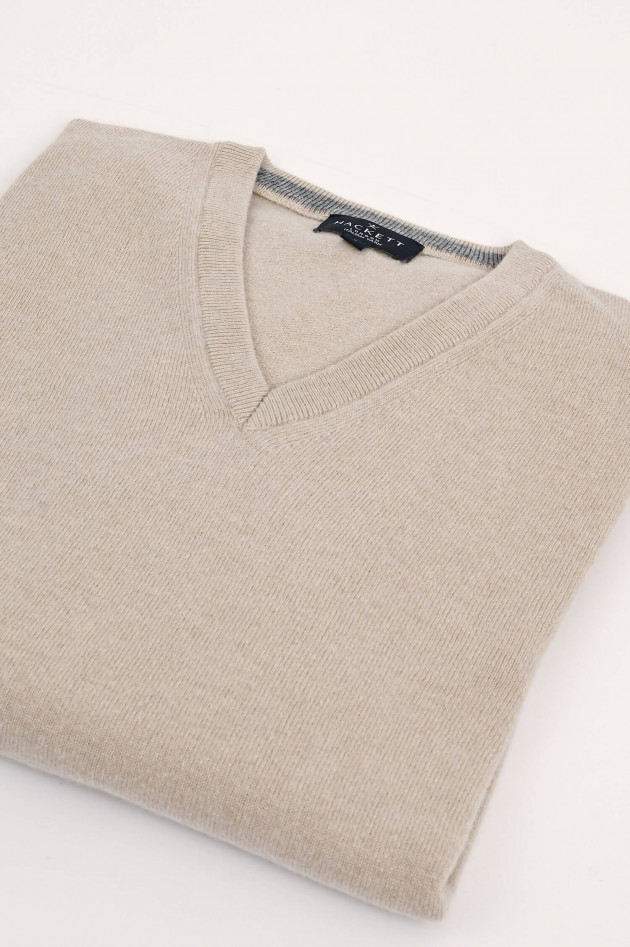 Hackett London Wollmix V-Neck Pullover in Beige