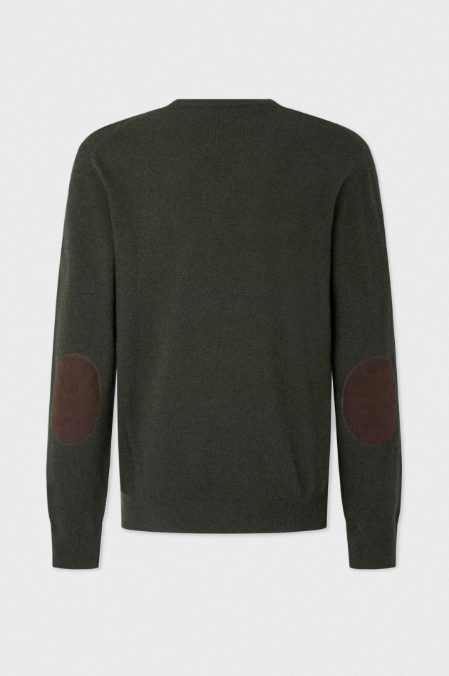 Hackett London Wollmix V-Neck Pullover in Dunkelgrün