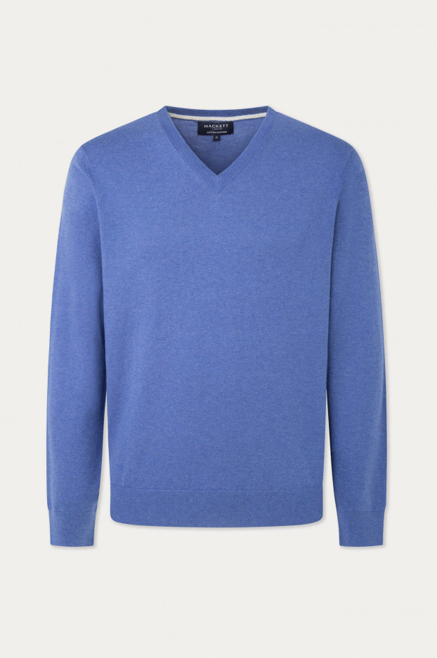 Hackett London Pullover aus Baumwolle und Kaschmir in Mittelblau