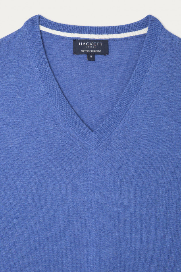 Hackett London Pullover aus Baumwolle und Kaschmir in Mittelblau