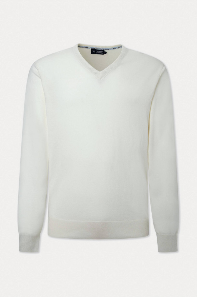 Hackett London Baumwoll-Cashmere Pullover mit Patches in Weiß