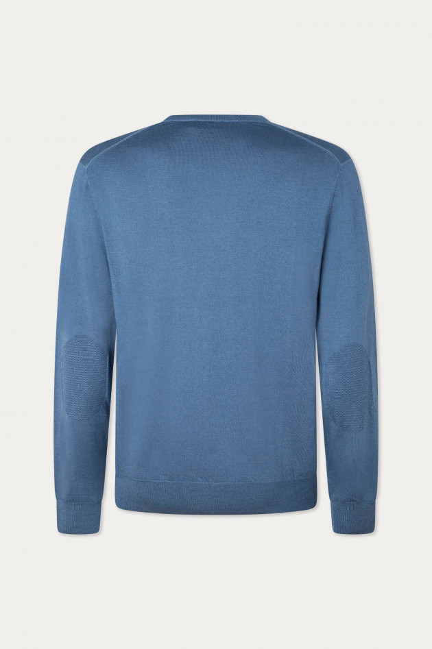 Hackett London Pullover aus Merinowolle und Seide in Mittelblau