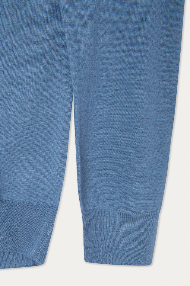 Hackett London Pullover aus Merinowolle und Seide in Mittelblau