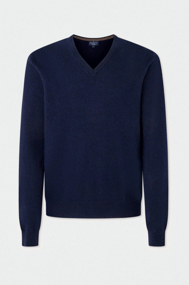 Hackett London V-Neck Strickpullover aus Woll-Mix in Midnight