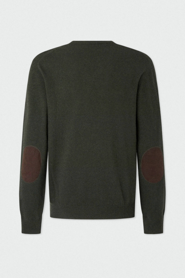 Hackett London V-Neck Strickpullover aus Woll-Mix in Dunkelgrün