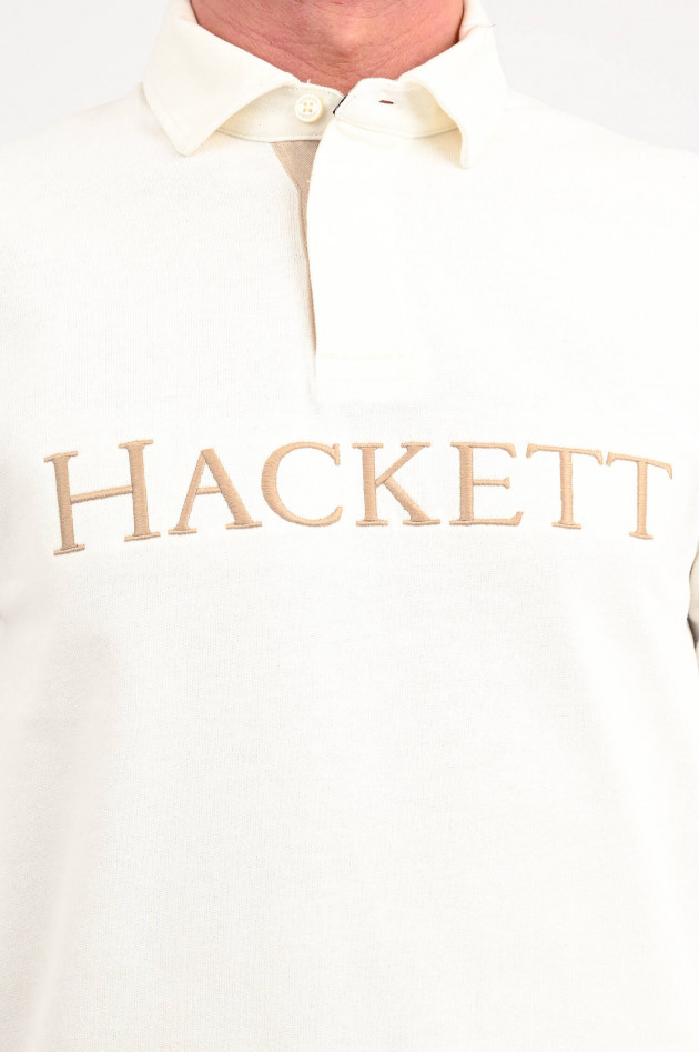 Hackett London Rugbyshirt mit Logo-Stitching in Creme