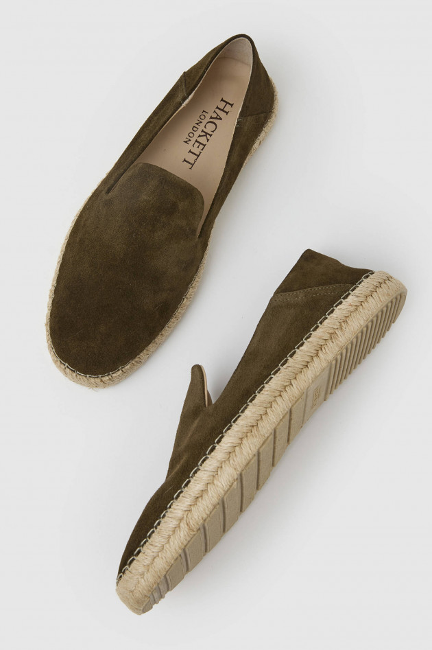 Hackett London Espadrilles aus Veloursleder in Oliv