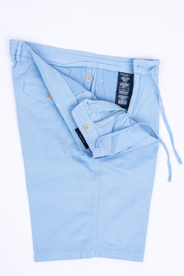 Hackett London Shorts aus Baumwoll-Leinen-Mix in Hellblau