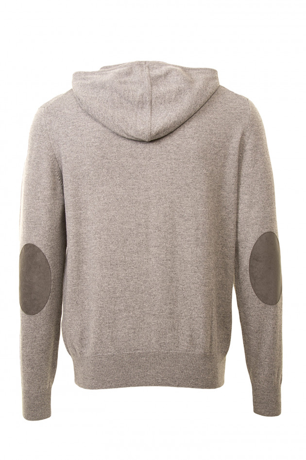 Hackett London Strickweste mit Lederpatches in Grau