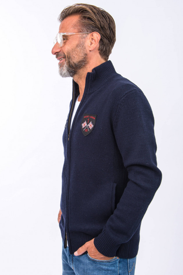 Hackett London Strickweste mit Patches in Navy