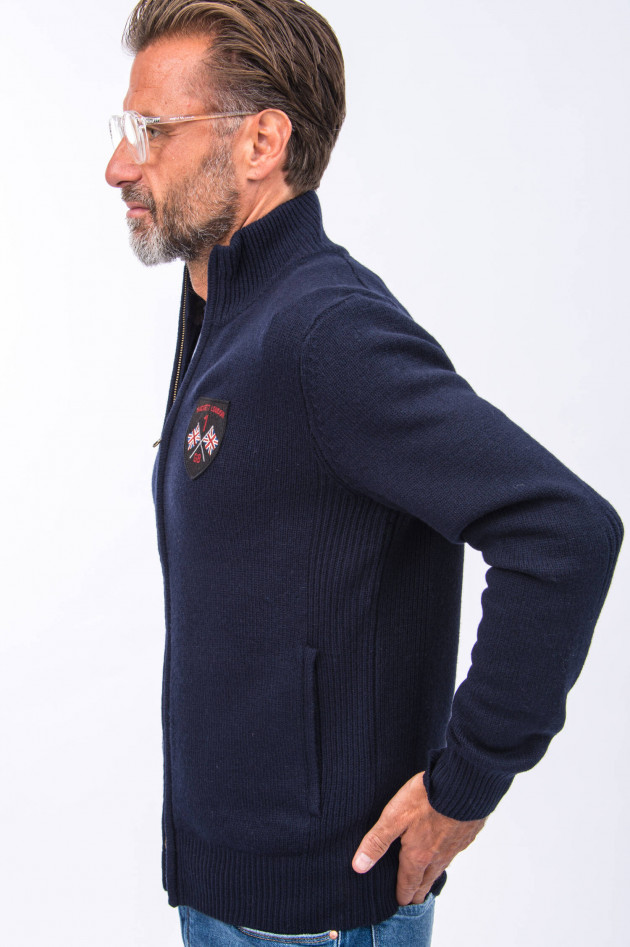 Hackett London Strickweste mit Patches in Navy