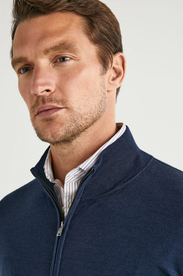 Hackett London Seiden-Mix Strickjacke in Navy