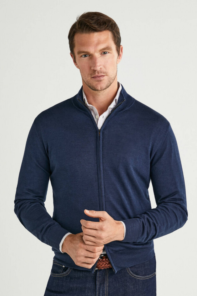 Hackett London Seiden-Mix Strickjacke in Navy