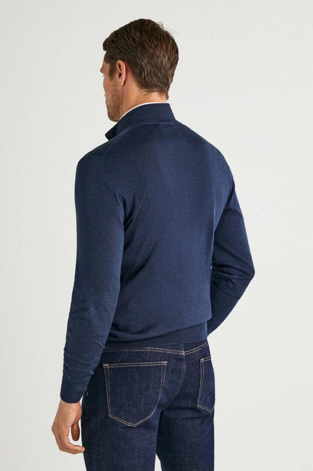 Hackett London Seiden-Mix Strickjacke in Navy