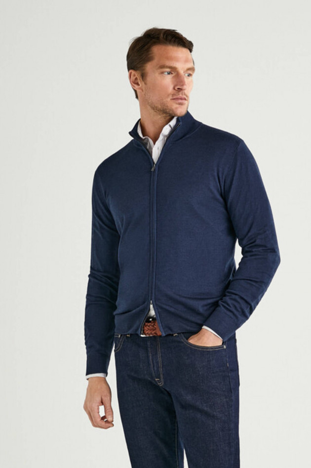 Hackett London Seiden-Mix Strickjacke in Navy