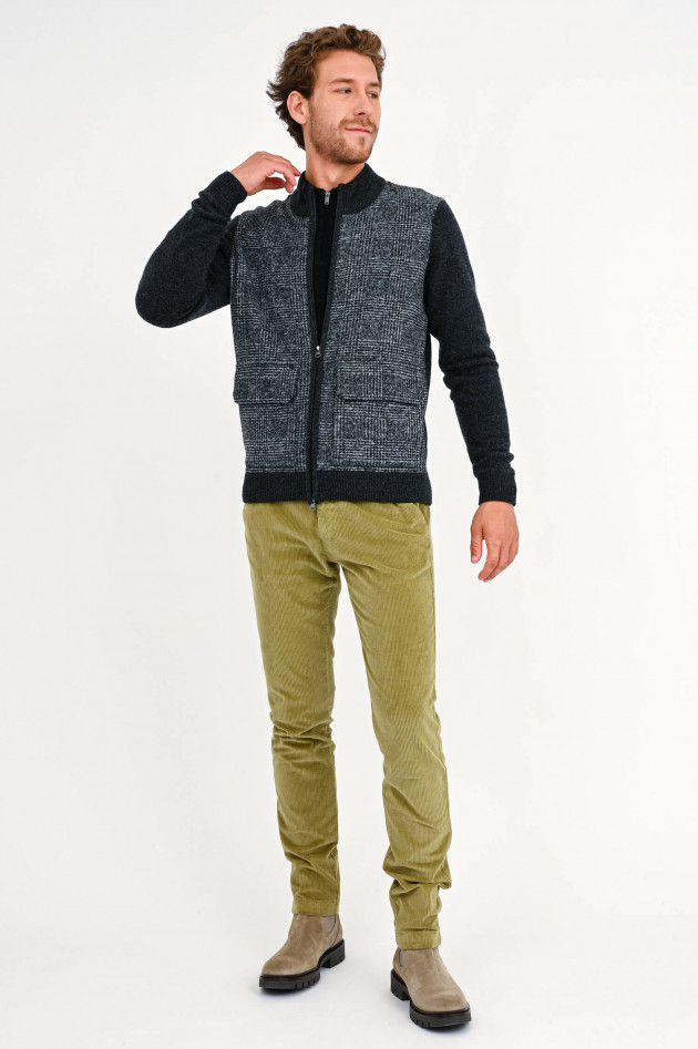 Hackett London Wolljacke mit Karo-Muster in Grau/Anthrazit