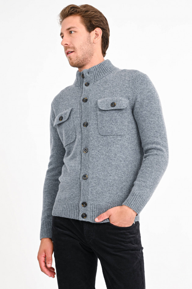 Hackett London Hemdjacke aus Wollmix in Grau