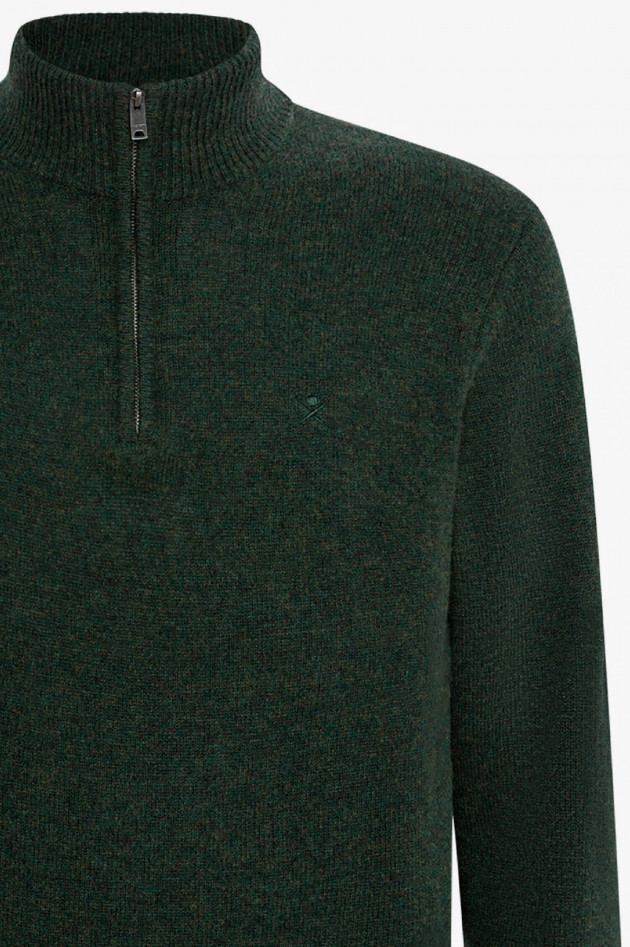 Hackett London Strickpullover aus Lammwolle in Dunkelgrün