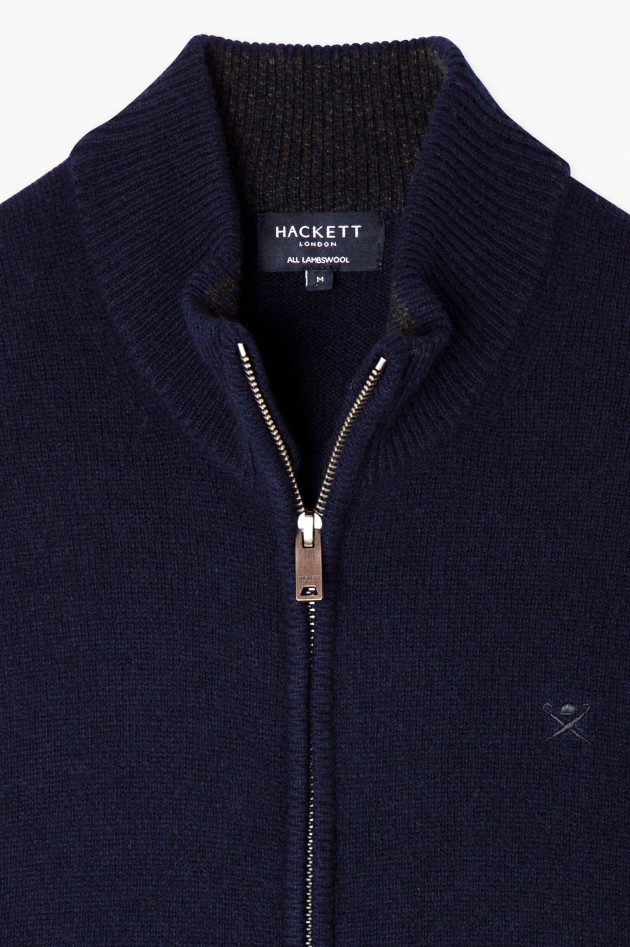 Hackett London Strickjacke aus Lammwolle in Navy