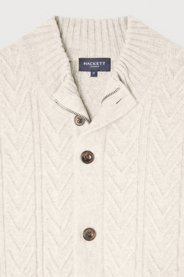 Hackett London Merinowolle Strickjacke in Beige