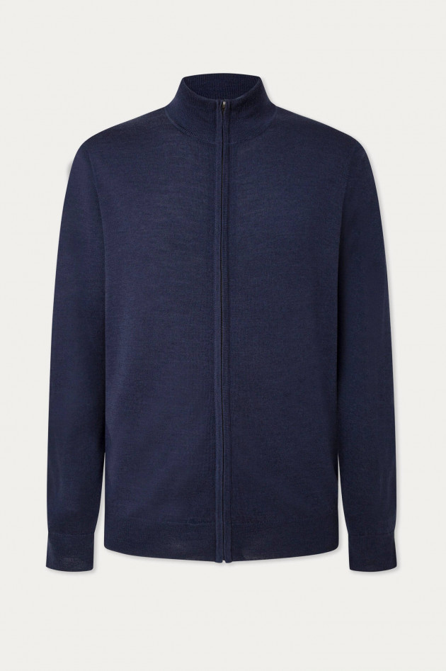 Hackett London Strickjacke aus Merinowolle-Seide-Mischung in Navy