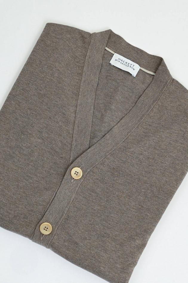 Hackett London Seiden-Mix Strickjacke in Taupe