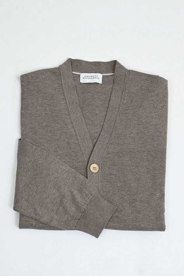 Hackett London Seiden-Mix Strickjacke in Taupe