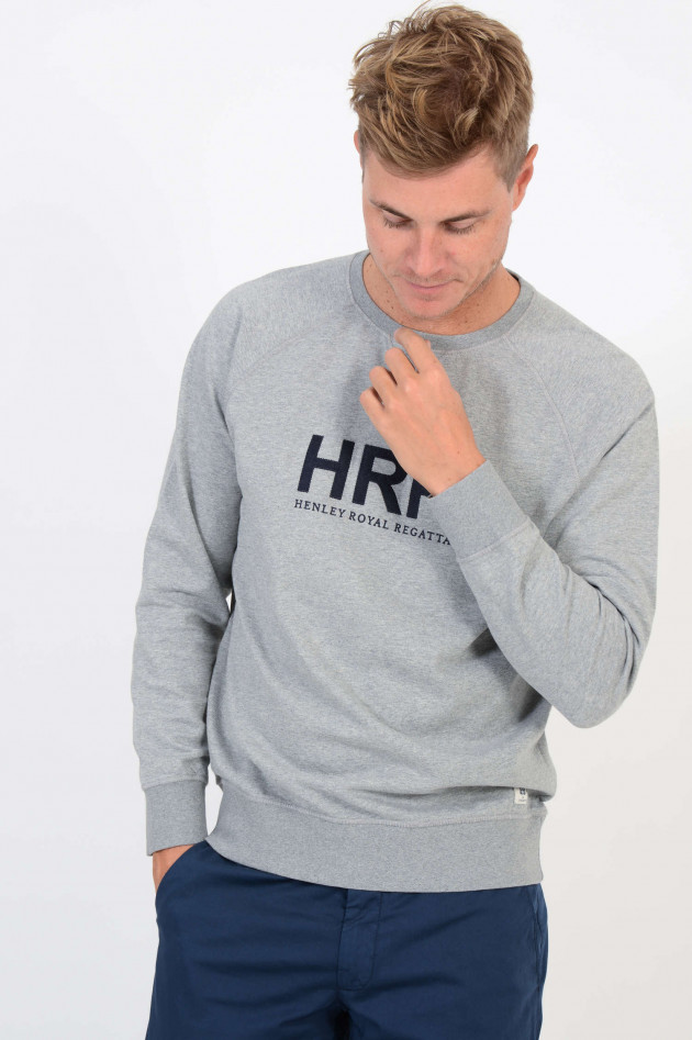 Hackett London Sweater mit Schriftzug an Vorder und Rückseite in Grau meliert