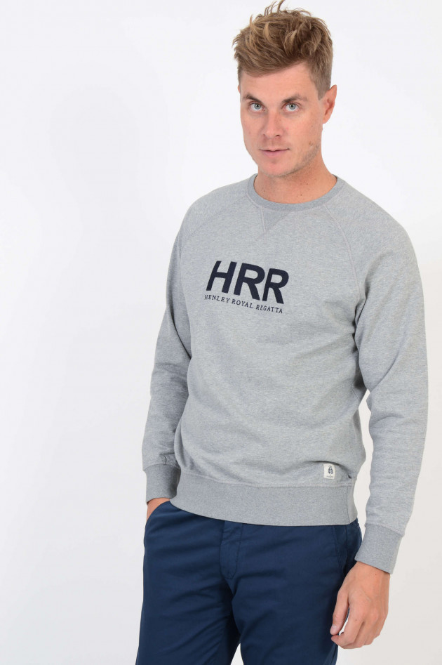 Hackett London Sweater mit Schriftzug an Vorder und Rückseite in Grau meliert