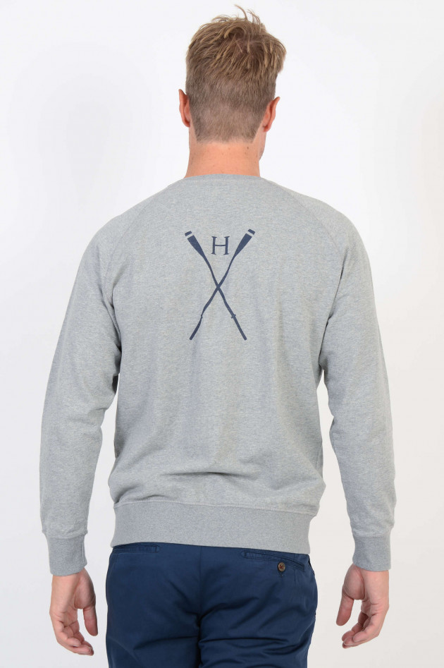 Hackett London Sweater mit Schriftzug an Vorder und Rückseite in Grau meliert