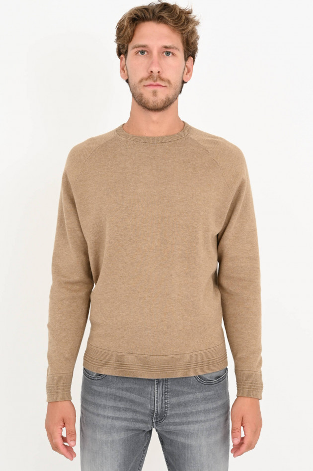 Hackett London Pullover mit Rippstrick-Details in Camel