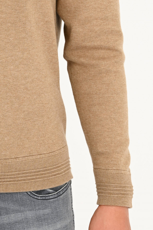 Hackett London Pullover mit Rippstrick-Details in Camel