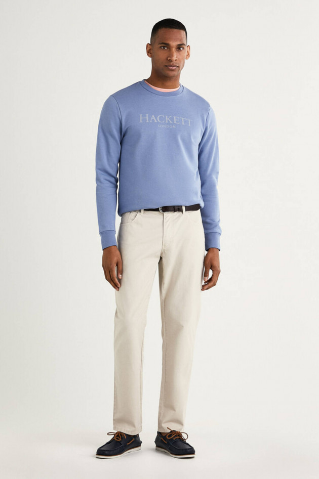 Hackett London Sweater mit Brand-Wording in Mittelblau