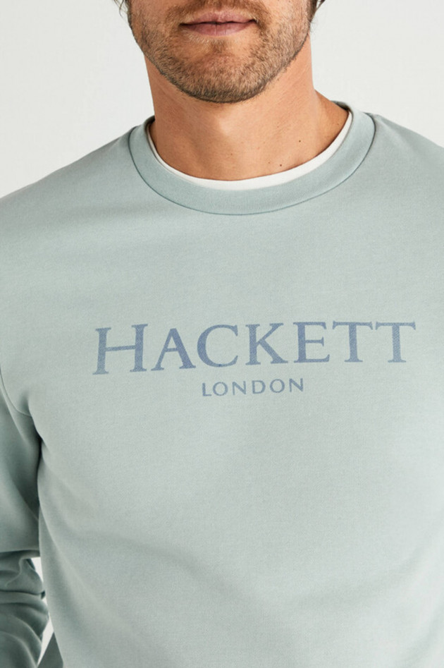 Hackett London Sweater mit Brand-Wording in Graugrün