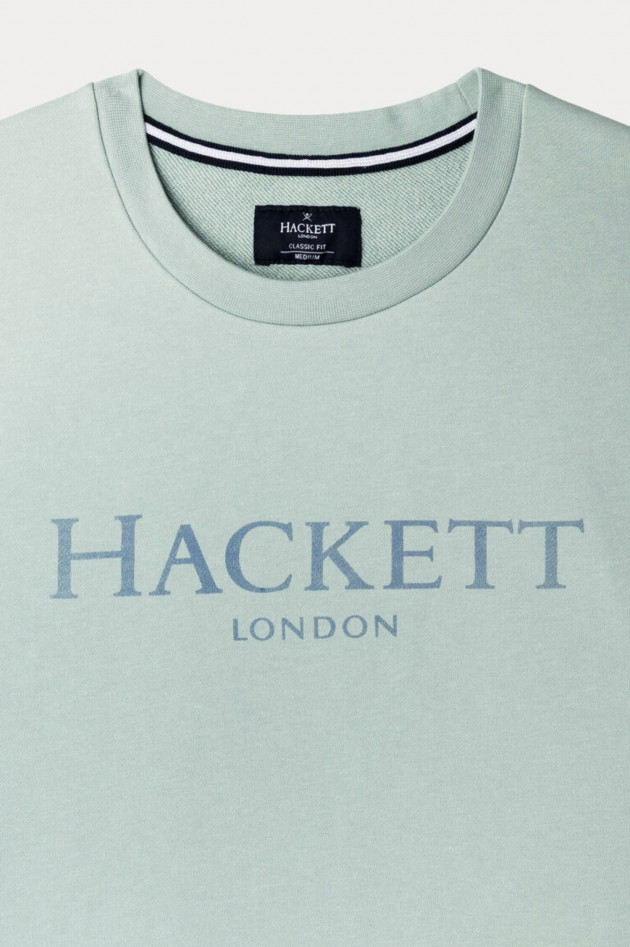 Hackett London Sweater mit Brand-Wording in Graugrün