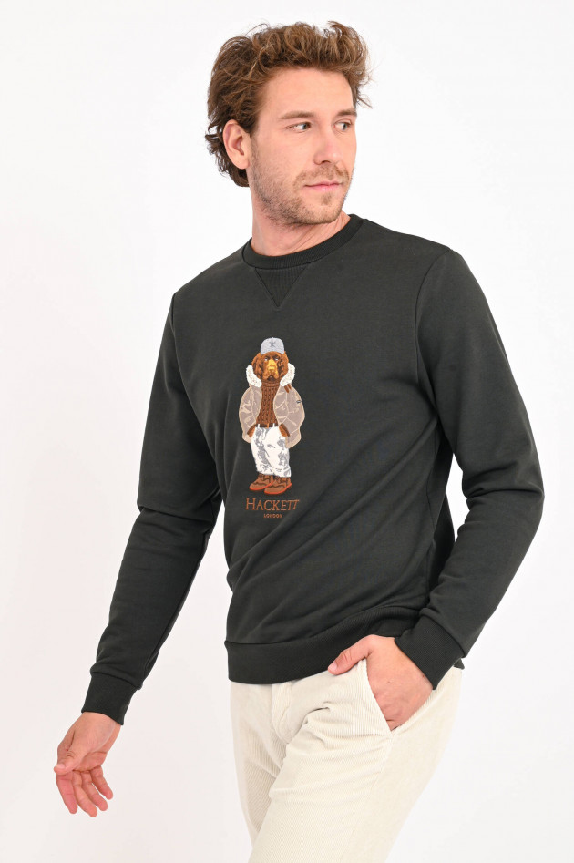 Hackett London Sweater mit Logo-Stitching in Oliv
