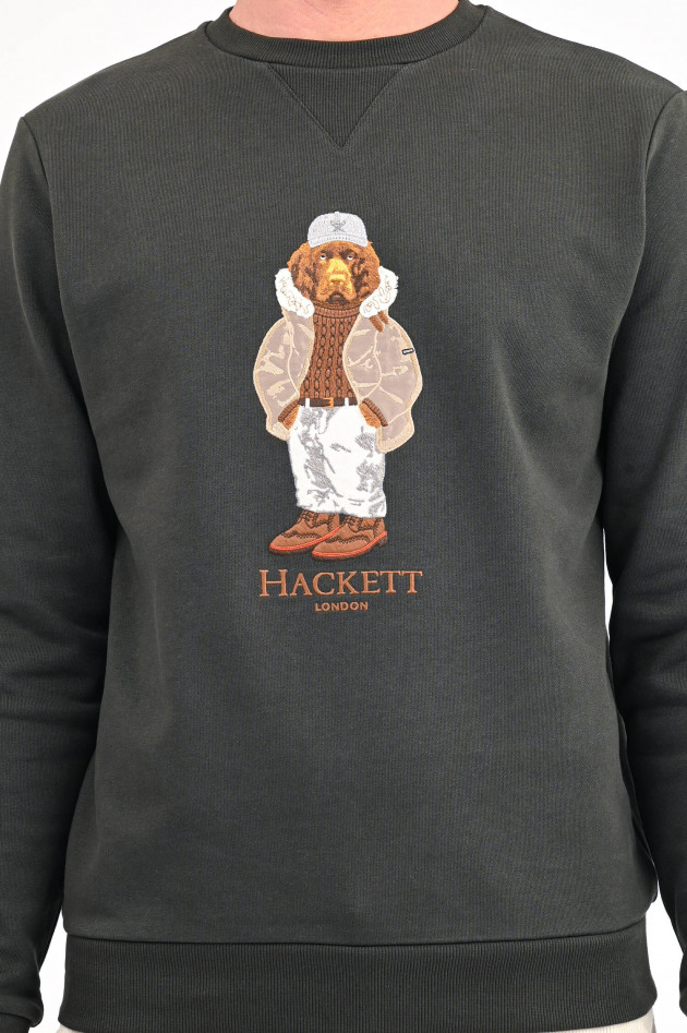 Hackett London Sweater mit Logo-Stitching in Oliv
