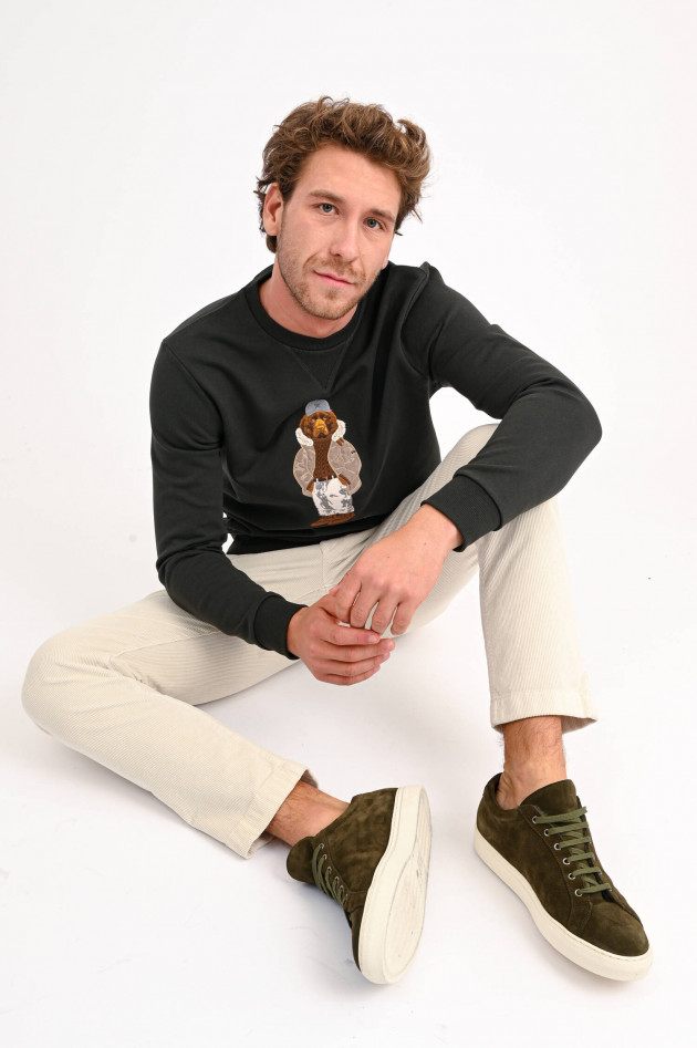 Hackett London Sweater mit Logo-Stitching in Oliv