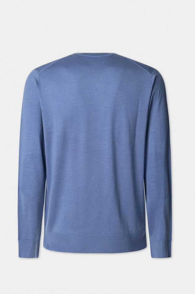Hackett London Woll-SeidenMix Pullover mit V-Neck in Sea Blue