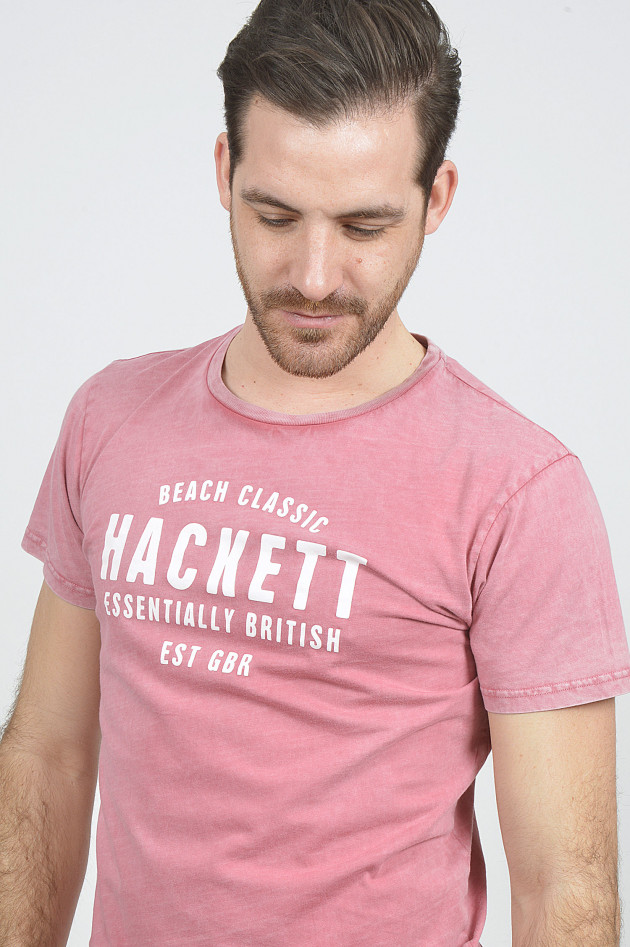 Hackett London T-Shirt mit Schriftzug in Rot