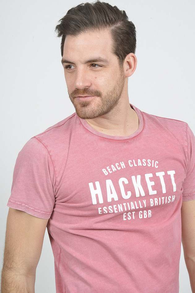 Hackett London T-Shirt mit Schriftzug in Rot
