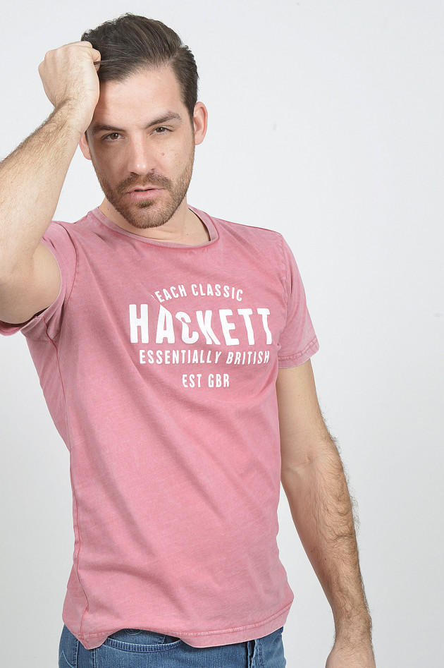 Hackett London T-Shirt mit Schriftzug in Rot