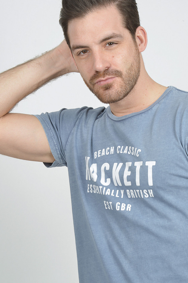 Hackett London T-Shirt mit Schriftzug in Blau